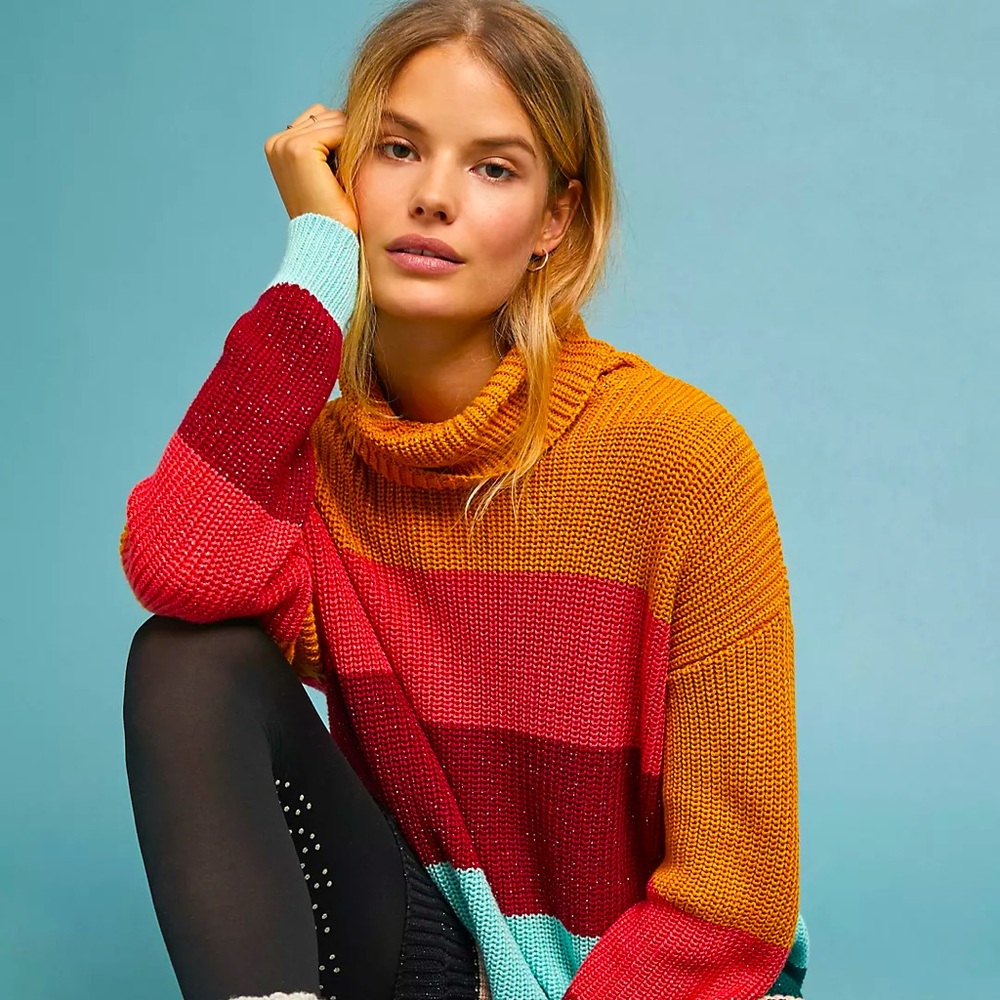 Farm Rio for Anthropologie Boldly Striped Sweater Dress